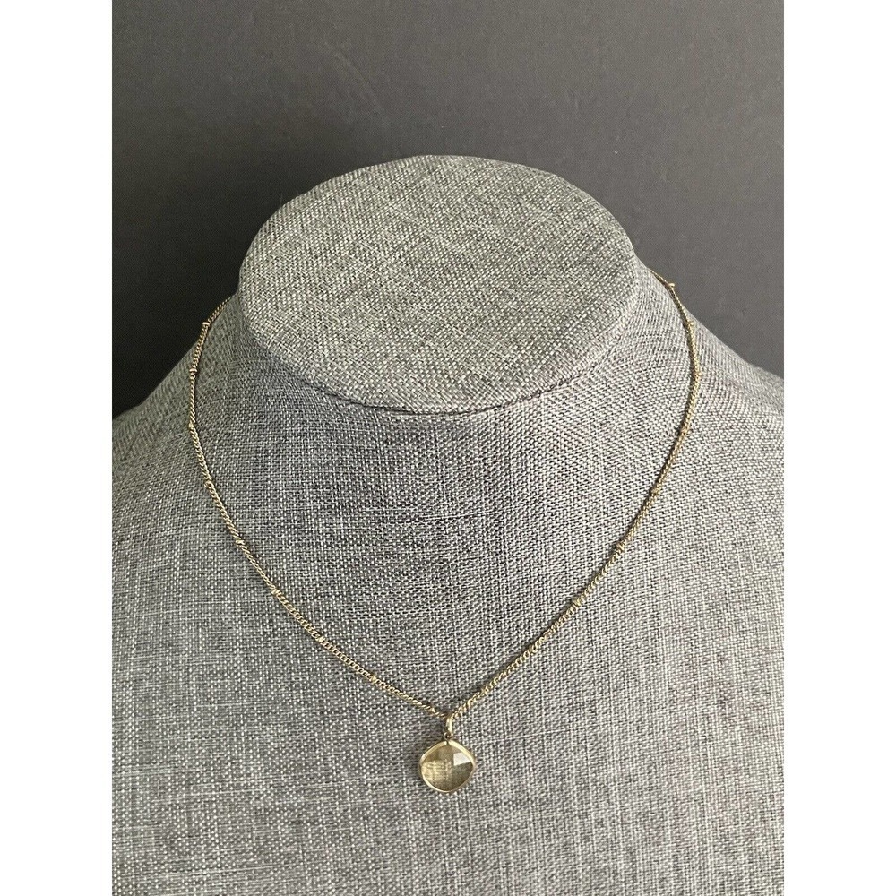 Crystal Gold Tone Pendant Necklace 16” W/Extender Casual Cocktail Eveningwear